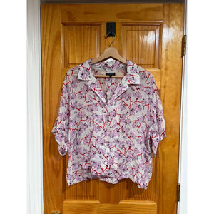 rag & bone Floral Print Oversized Sheer Button Front Blouse Top Small
